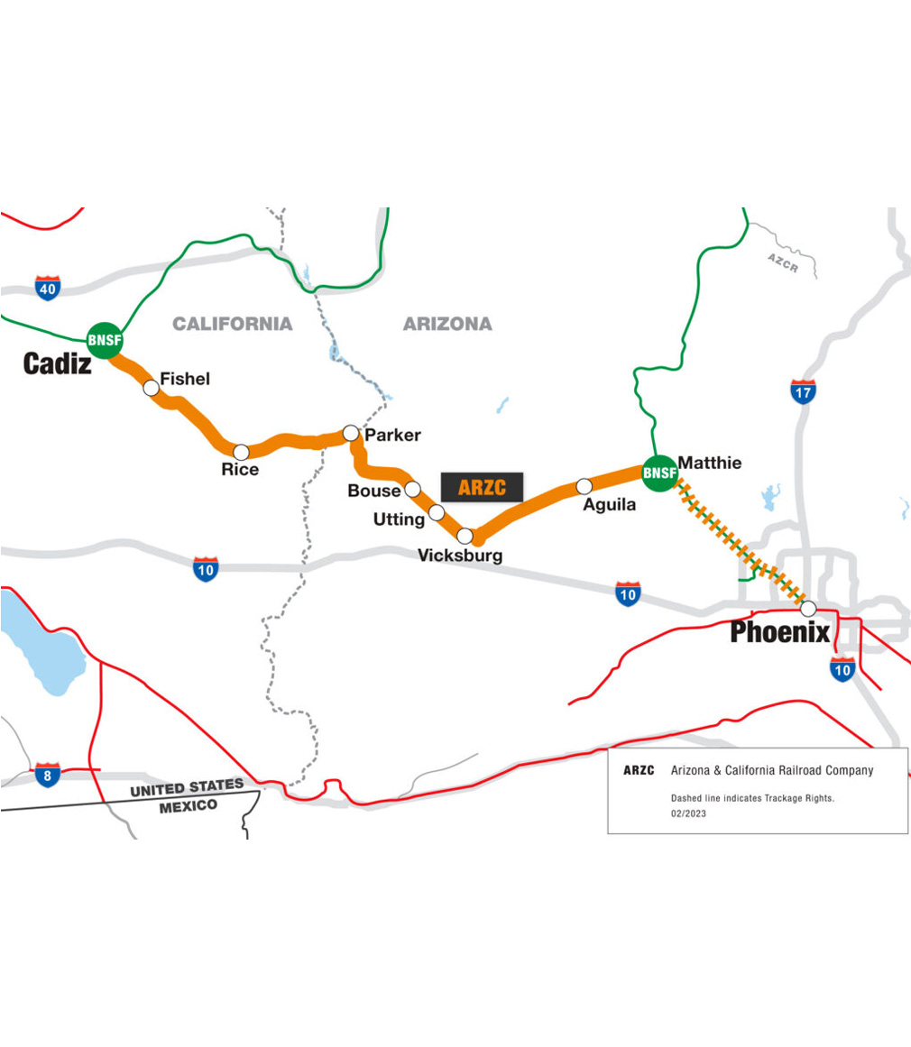 ARZC railroad route map diagram
