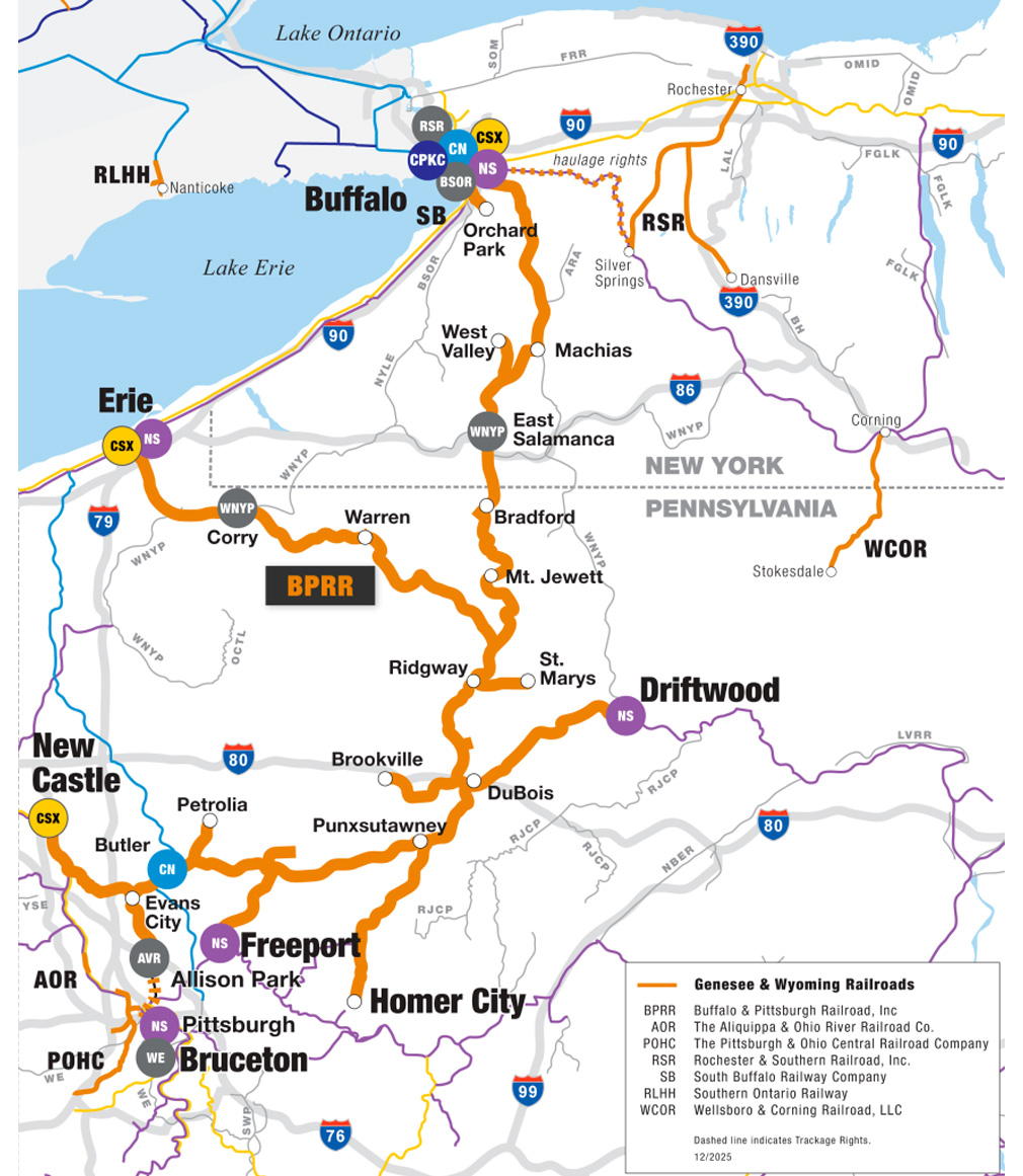 BPRR railroad route map diagram