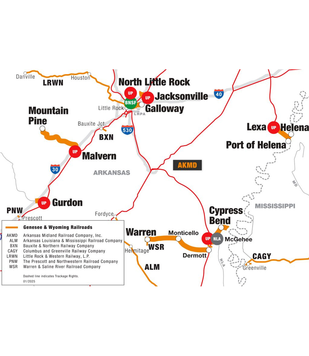 AKMD railroad route map diagram