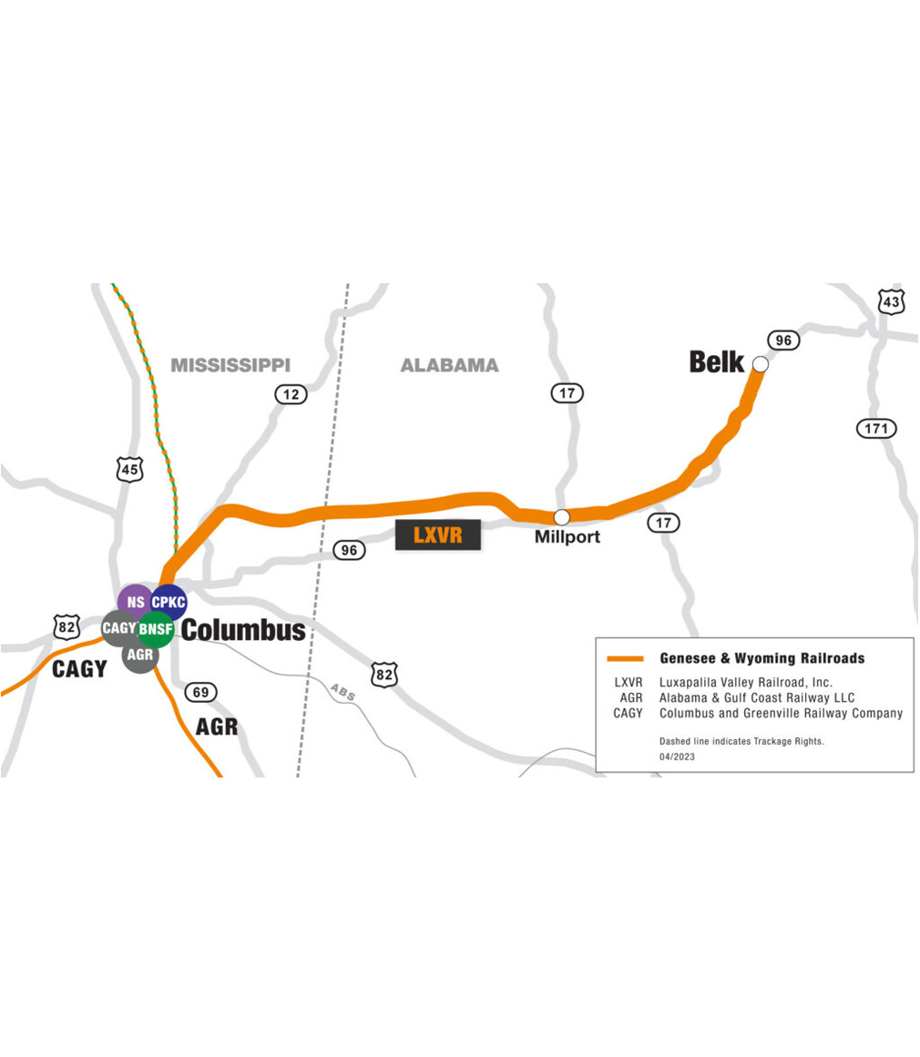 LXVR railroad route map diagram