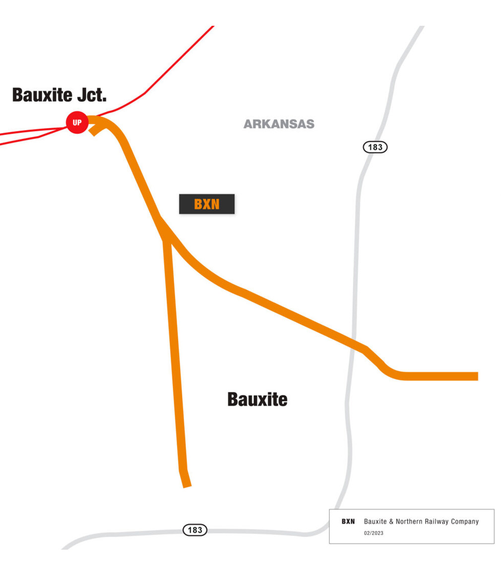 BXN railroad route map diagram