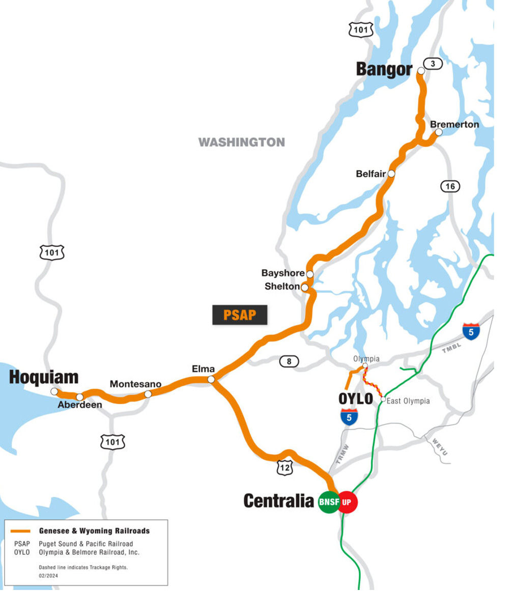 PSAP railroad route map diagram