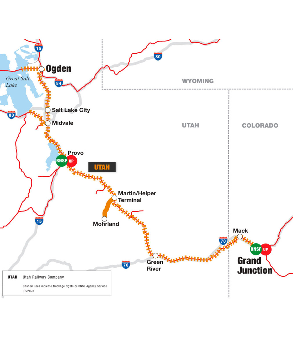 UTAH railroad route map diagram