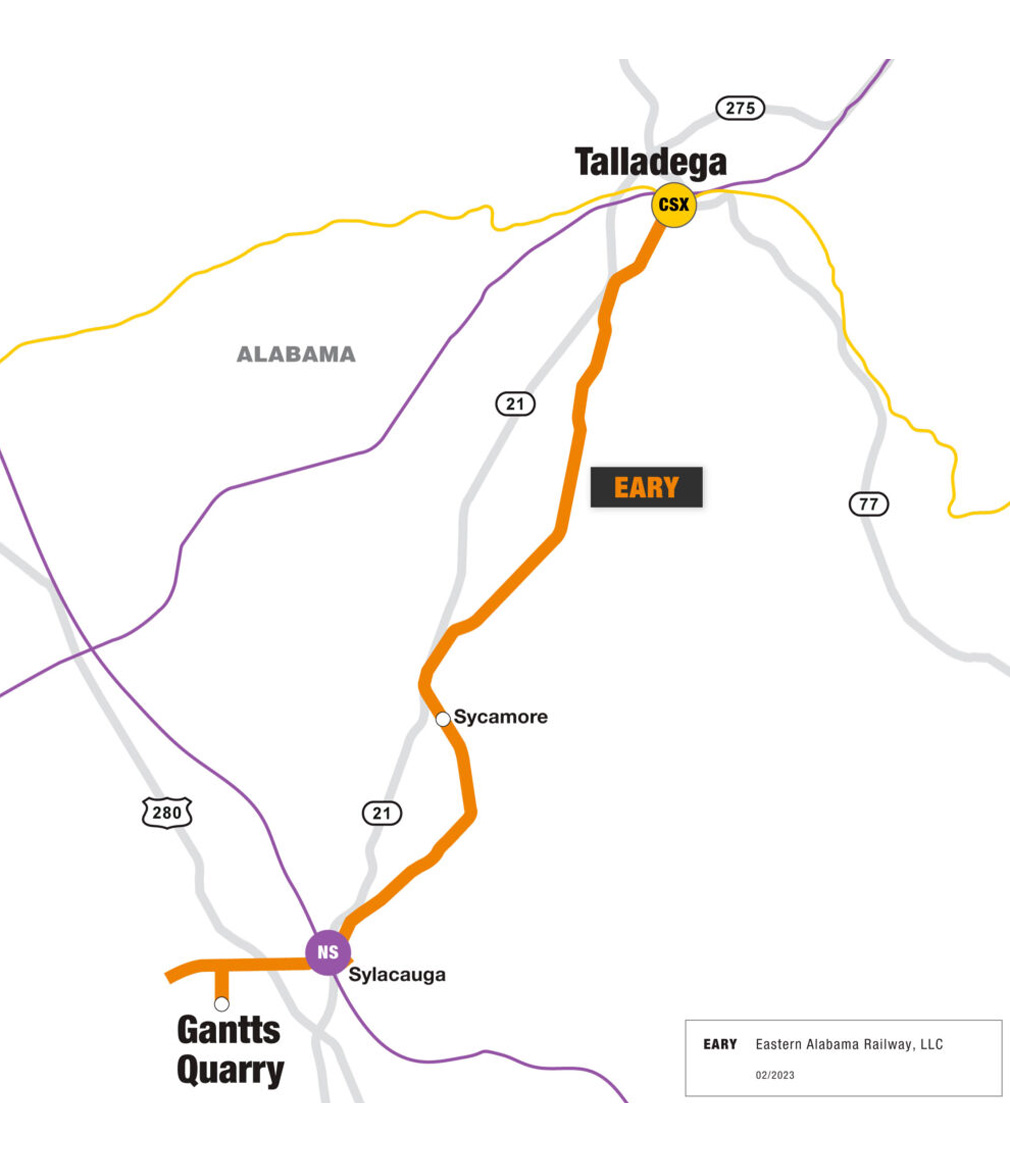 EARY railroad route map diagram