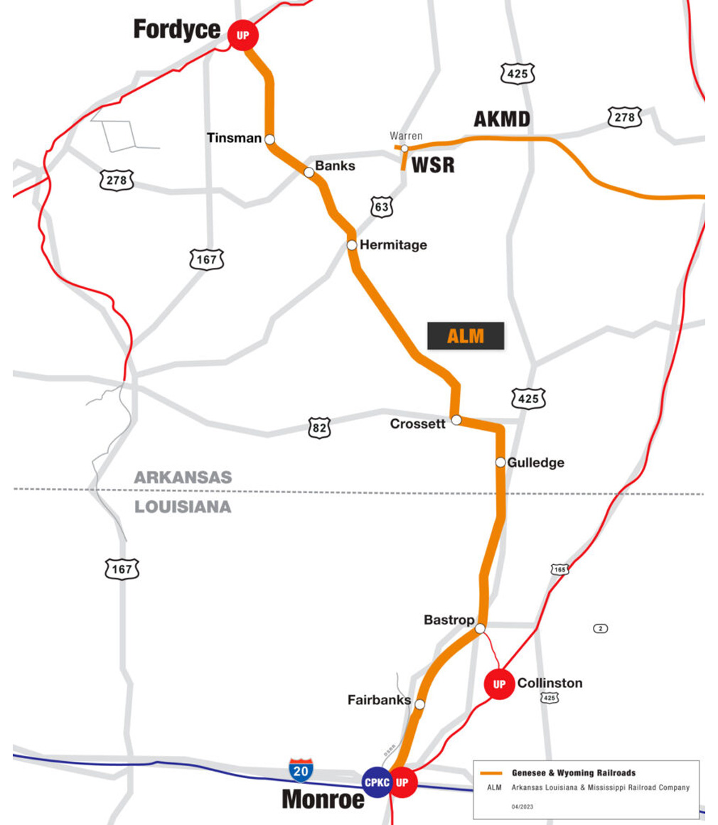ALM railroad route map diagram