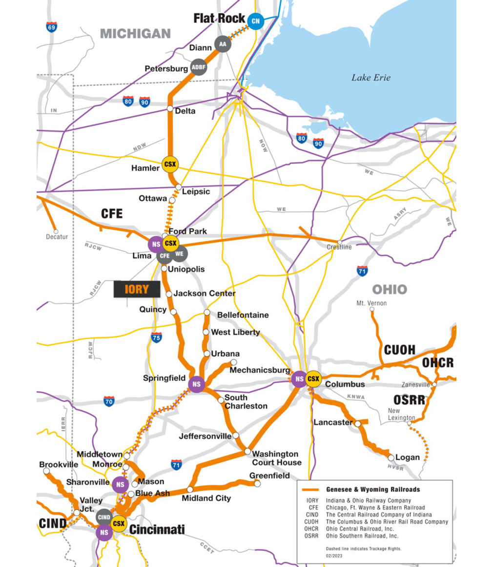 IORY railroad route map diagram