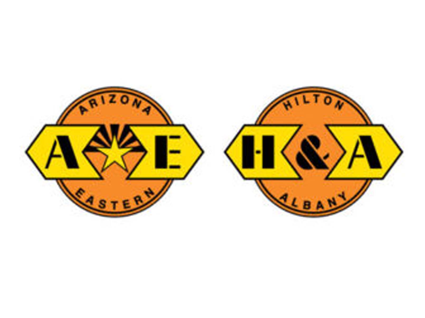 Arizona Eastern Railway and Hilton & Albany Railroad logos