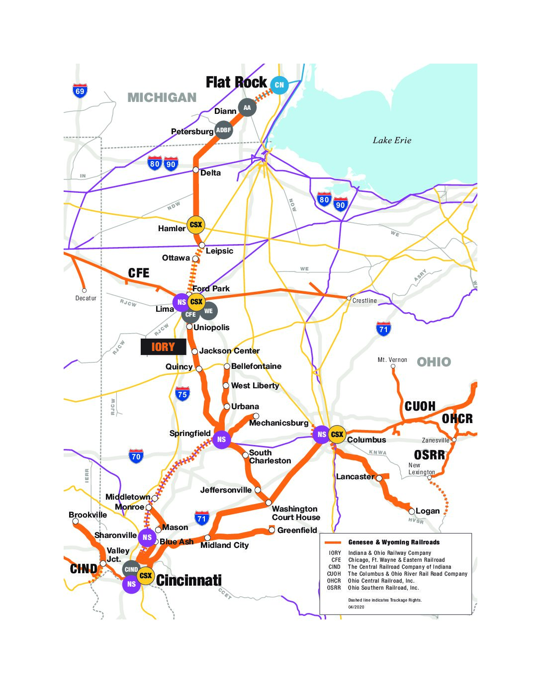 Indiana Railroad Map 2020 Indiana & Ohio Railway – A Genesee & Wyoming Company