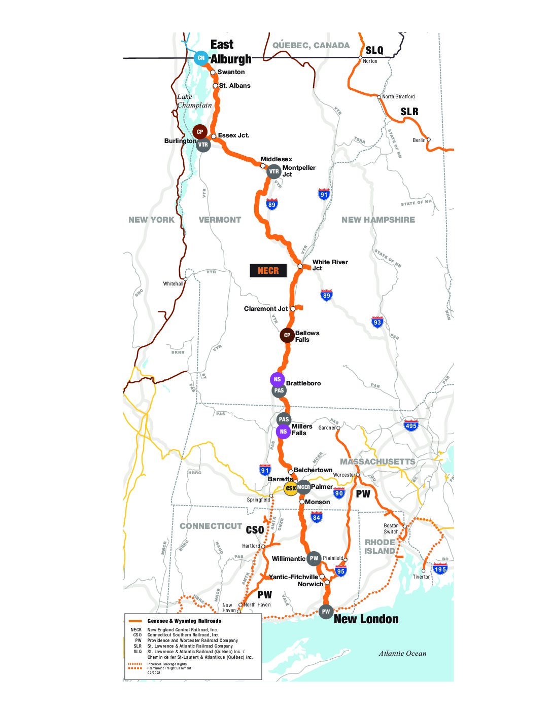 New England Central Railroad Map New England Central Railroad – A Genesee & Wyoming Company