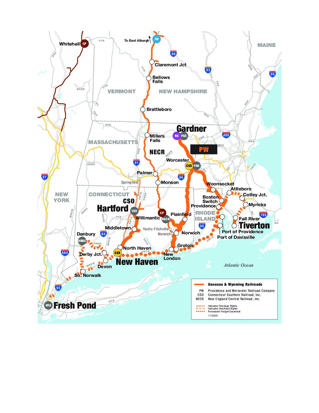 New England Central Railroad Map Providence And Worcester Railroad – A Genesee & Wyoming Company